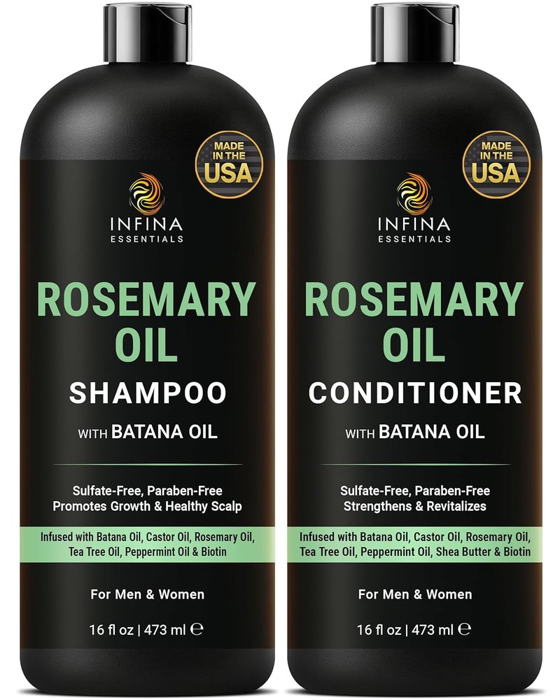 Rosemary Oil Shampoo and Conditioner Set - Sulfate-Free Thickening Formula with Batana Oil & Biotin | 16 fl oz Each | For Thinning Hair