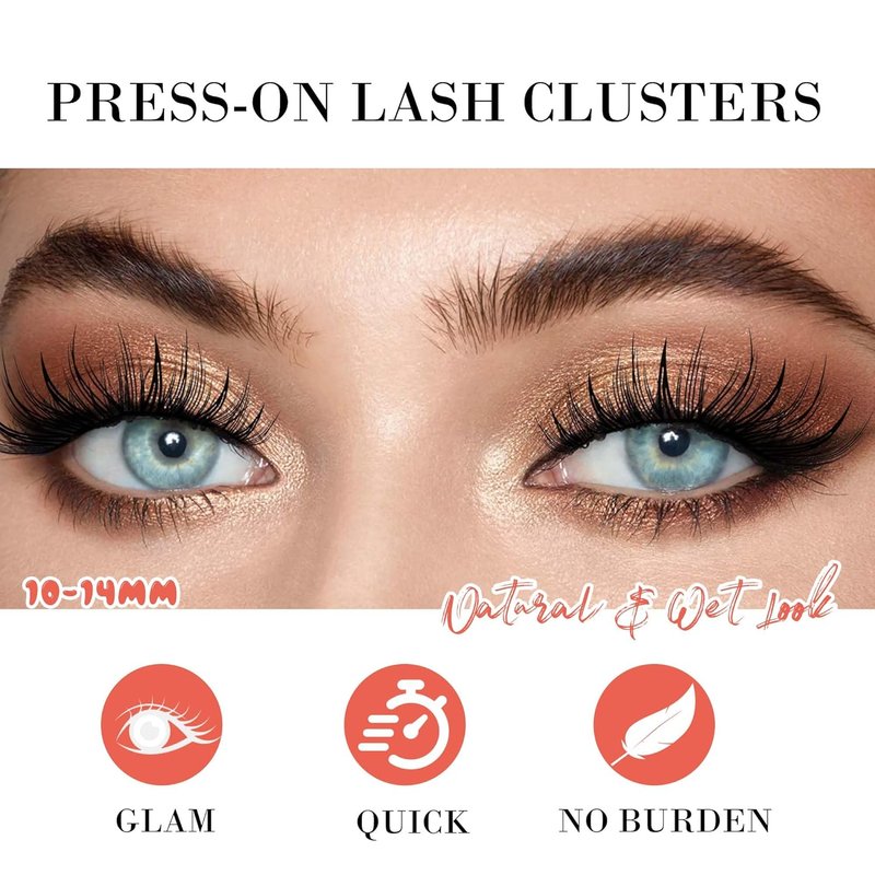 Self-Adhesive Eyelash Clusters - Natural Manga Style, Reusable No Glue Lashes | 10-14mm C Curve
