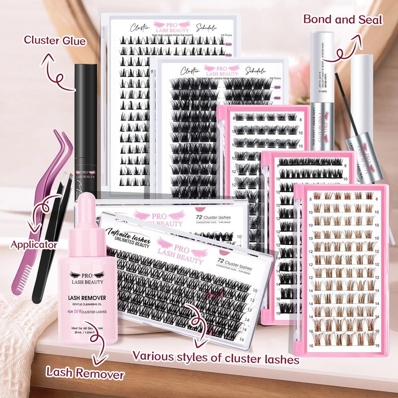 Cluster Lashes - 72 Pcs DIY Eyelash Extensions | Natural Soft & Comfortable Reusable Lashes - D-12mm