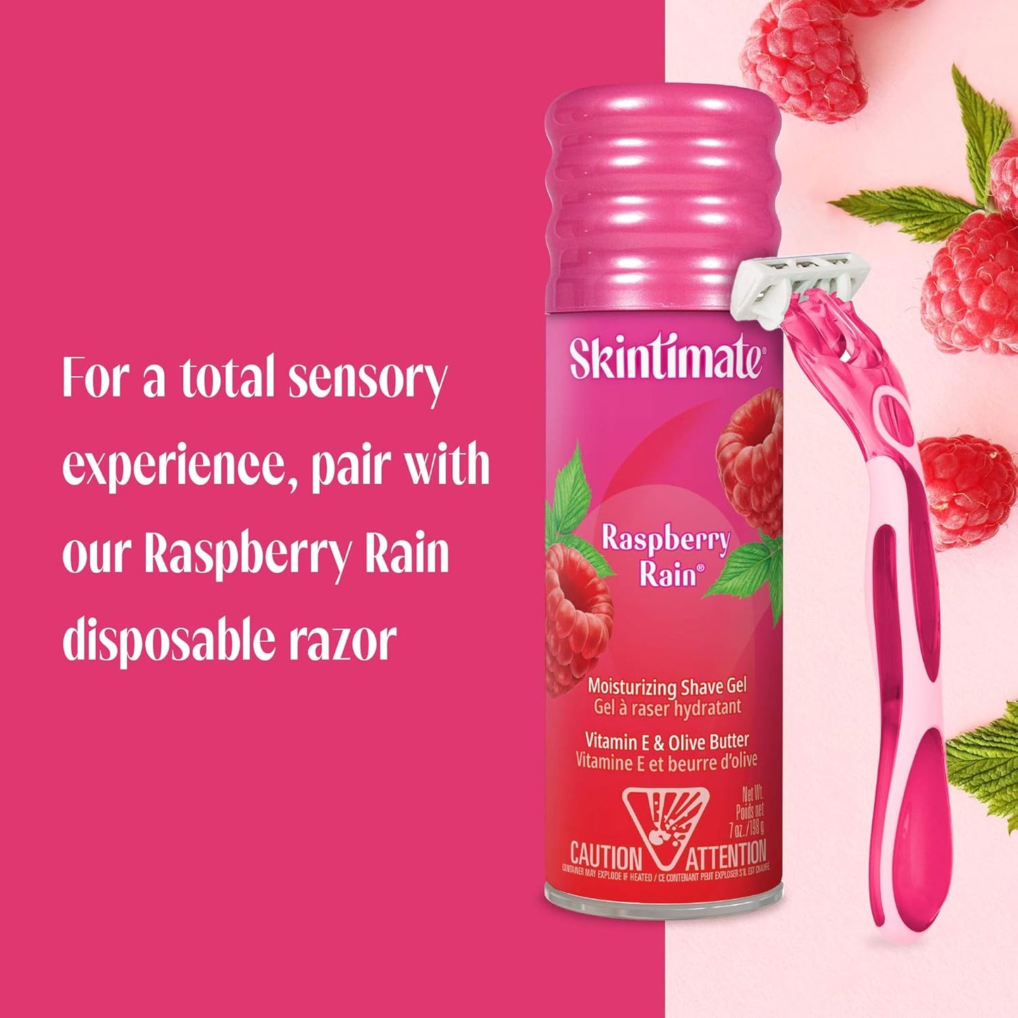 Skintimate Moisturizing Shave Gel for Women - Raspberry Rain with Vitamin E & Olive Butter | 2.75 Ounce