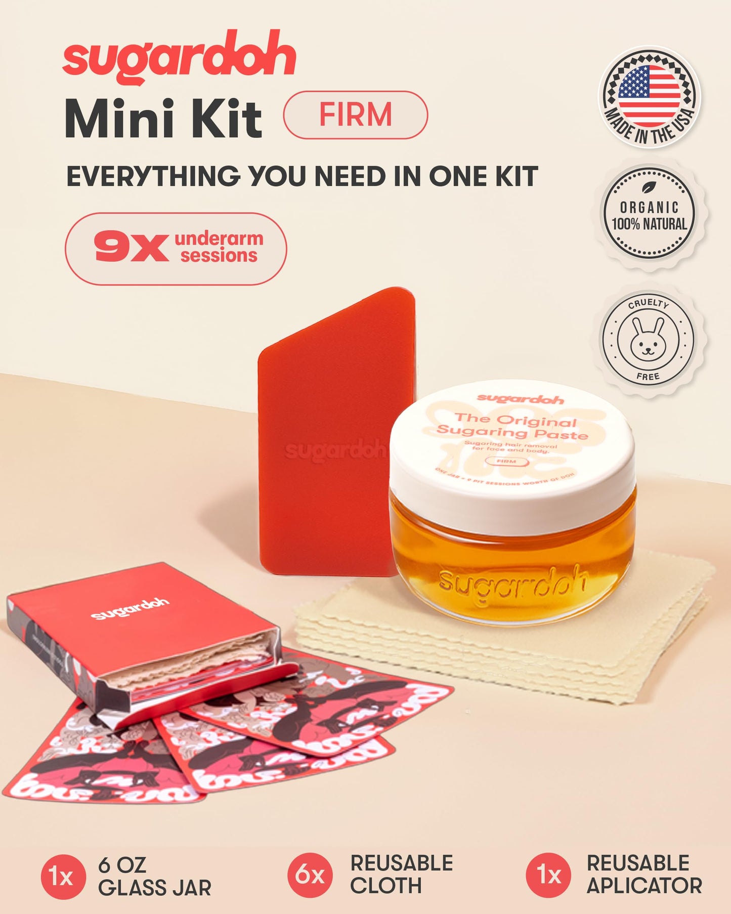 Sugardoh Sugar Waxing Kit for Women As Seen On Shark Tank (Mini Kit Firm) Face, Arms, & Legs, Sugar Wax Hair Removal- Sugaring Tiktok Viral Products- Bikini Wax Kit for Women - Sugaring Kit