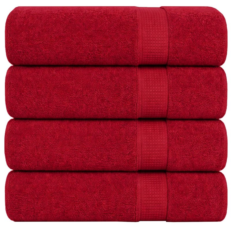 GOLD TEXTILES Premium Bath Towels Set (Pack of 24,27 x 54) 100% Ring-Spun Cotton Bathroom Towels for Hotel, Spa, Soft and Absorbent (27 x 54, Red - 24 Pcs)
