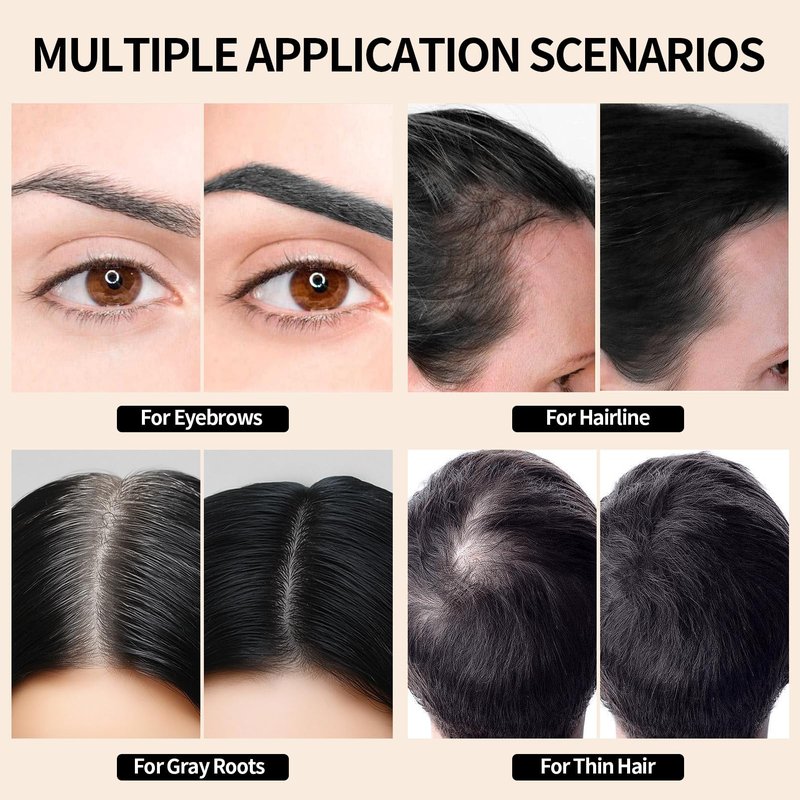 Root Cover Up Powder Hairline Powder for Women Root Touch Up Hair Color for Bald Spots, Eyebrows, Beard Line, Hair Fibers for Thinning Hair Shadow Cover Up 2 Pack (Black)