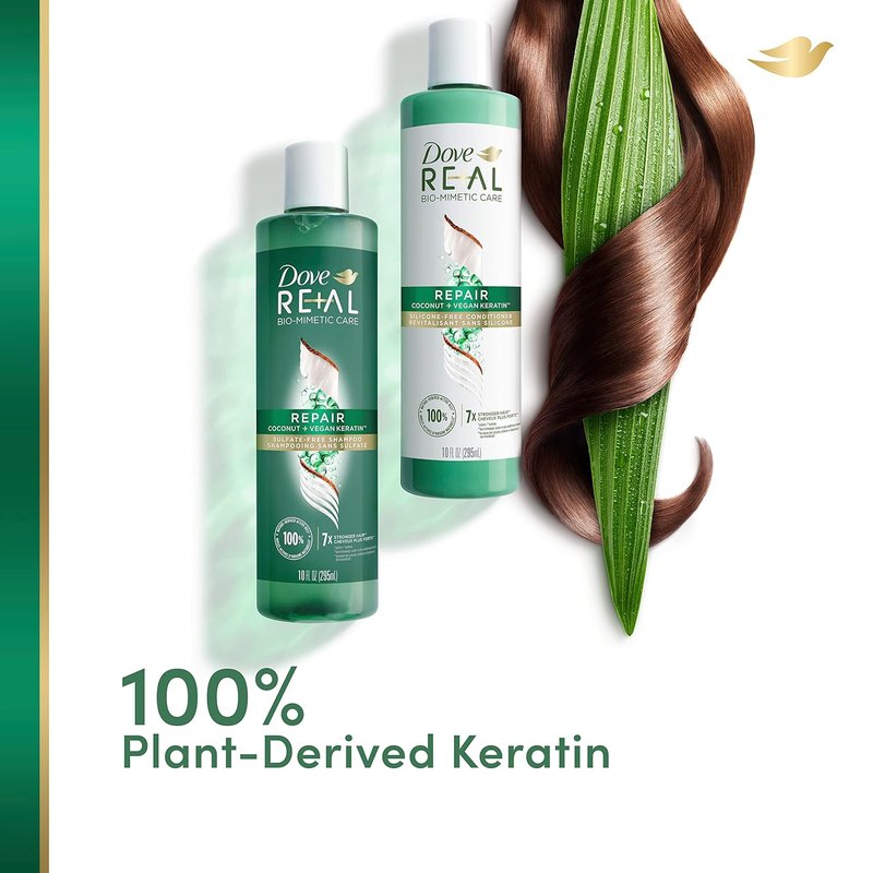 Dove RE+AL Bio-Mimetic Care Conditioner - Repair Damaged Hair with Coconut & Vegan Keratin | 10oz