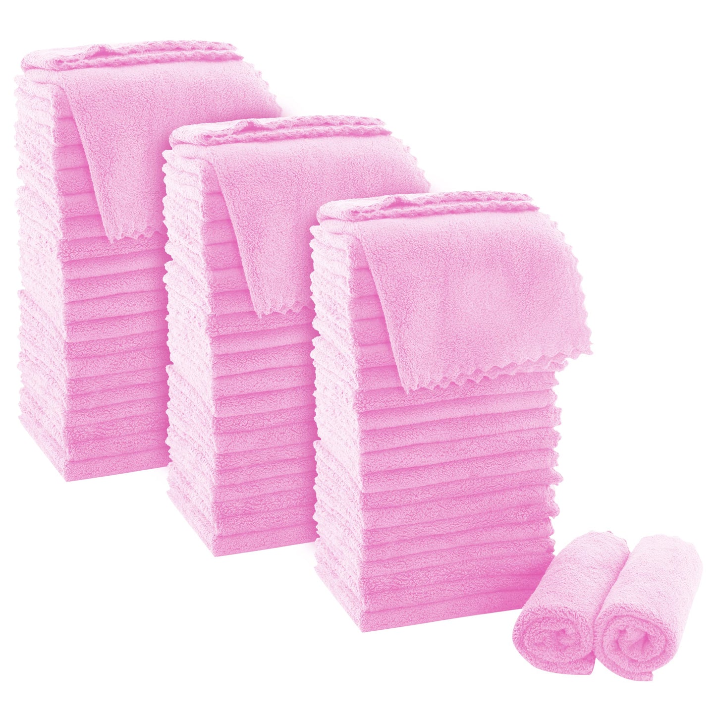 MOONQUEEN Ultra Soft Premium Washcloths Set - 12 x 12 inches - 72 Pack - Quick Drying - Highly Absorbent Coral Velvet Bathroom Wash Clothes (Frozen Berry)