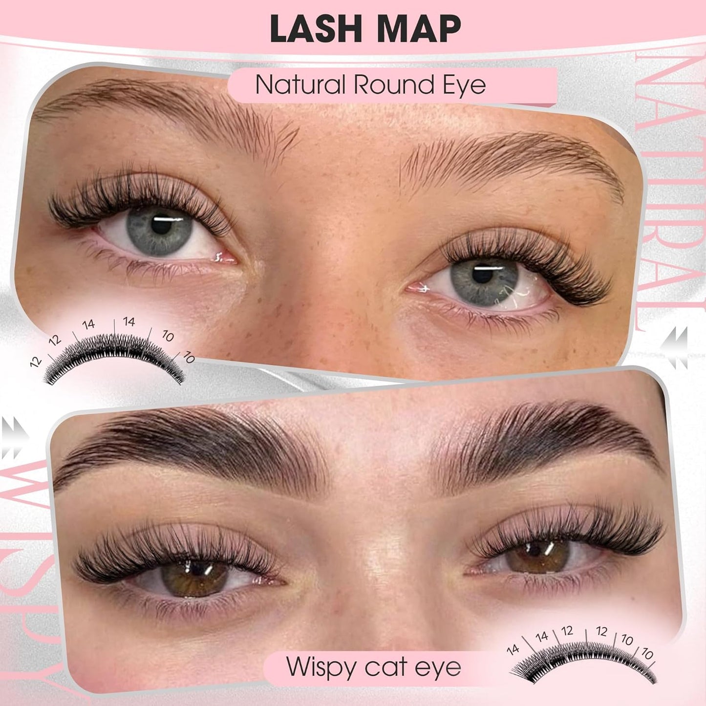 Skiennix Short Wispy Lash Clusters - C Curl Fluffy Natural Individual Lashes | 144pcs Set (10-12-14mm)
