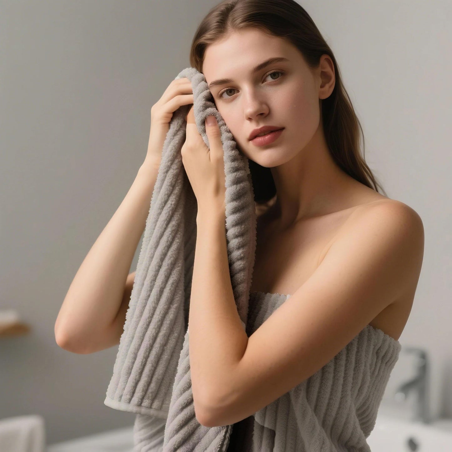 NALIVO 6-Piece Bath Towel Set(30"x60"), 2 Large Bath Towel Sheets, 2 Hand Towels and 2 Washcloths - Highly Absorbent Quick Dry Microfiber,Ultra Soft Towel Set for Bathroom (Grey)