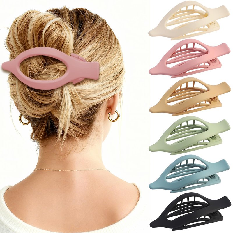CHANDAT Flat Hair Clip 6 pcs Lay Down Claw Clips Hair Accessories for Women -Colorful