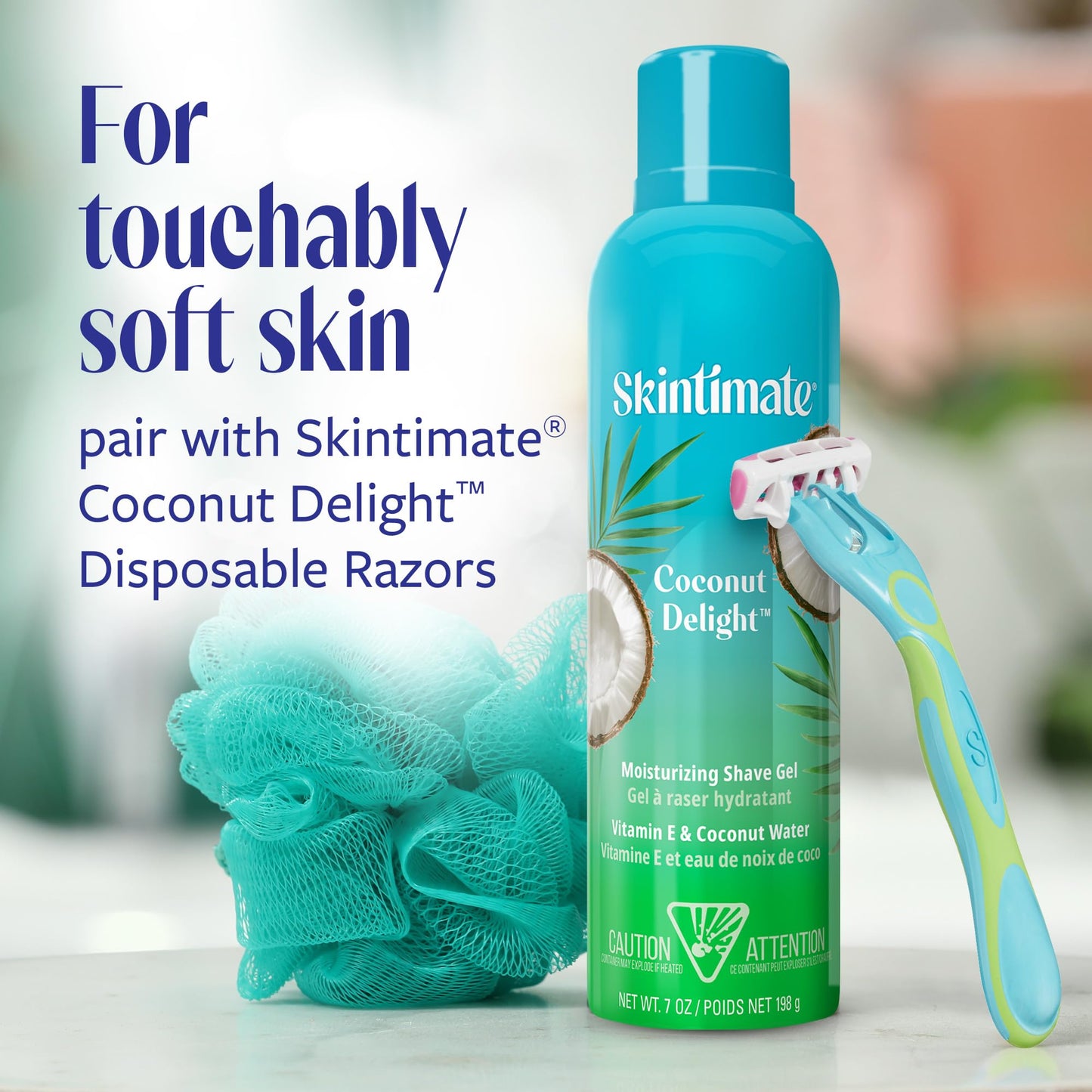 Skintimate Coconut Delight Shave Gel for Women, 3 Pack | Skintimate Shaving Cream for Women, Womens Shaving Cream, Shave Cream, Shaving Foam, Womens Shave Gel, Pack of 3, 7oz each(Package May Vary)