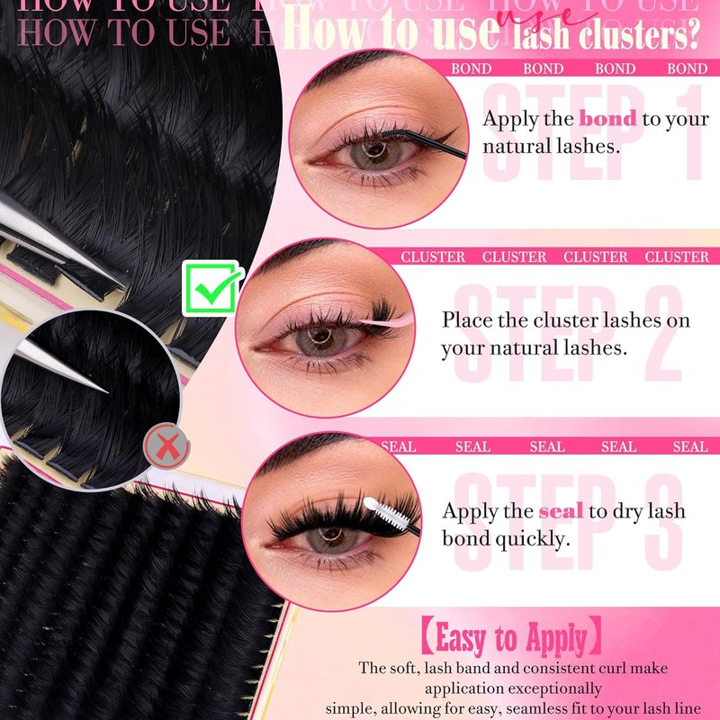 FANXITON Volume Lash Clusters - Spiky Manga 300D Eyelash Extensions | 10-18MM Thick Wispy D Curl