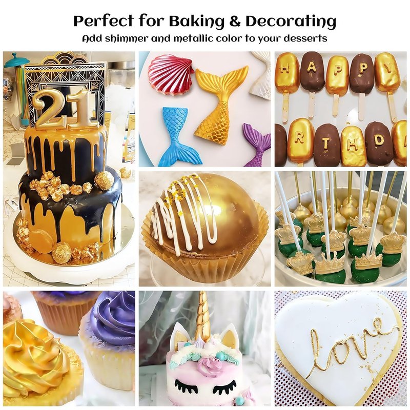 INOCERIS 24K Gold Luster Dust - Food Grade Metallic Shimmer Powder for Baking & Decorating