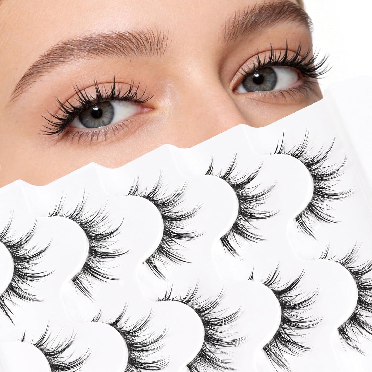 Veleasha Spiky False Eyelashes - 100% Handmade, Lightweight & Natural Look | 5 Pairs (009)