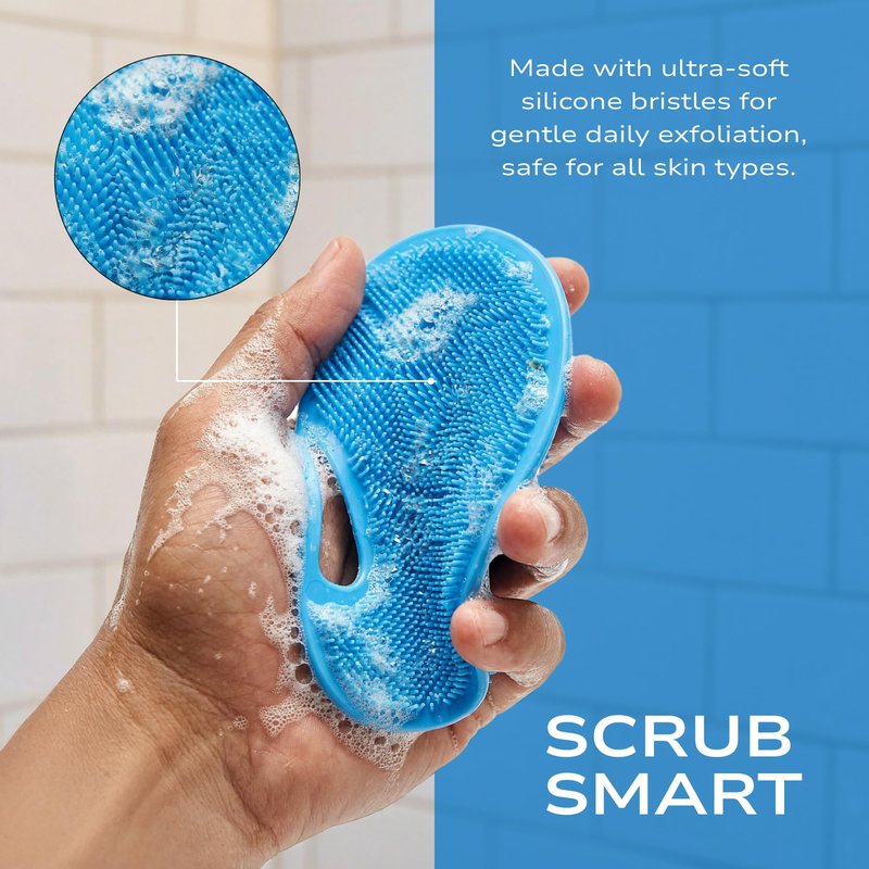 Insanely Clean Silicone Body Scrubber for Men, Premium Exfoliating Shower Scrubber with Soft Silicone Bristles, Hygienic Loofah Alternative, Non-Slip Grip, for All Skin Types