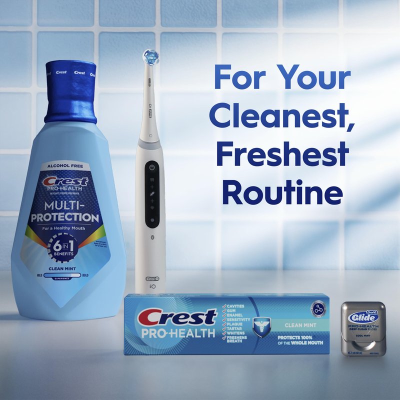 Crest Mouthwash Pro Health Multi-Protection, 1L, 2 Pack, 6-in-1 Benefits, Alcohol Free, Enamel Repair, Breath Freshener, Anti Cavity, Fluoride mouthwash, Bad Breath Treatment for Adults, Contains CPC