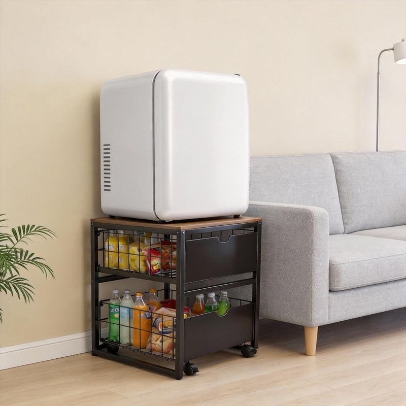Mini Fridge Stand - Heavy Duty Storage Table for Dorms, Offices & Apartments | 21.6”L x 21.6”W x 22.2”H, 250 LBS Capacity
