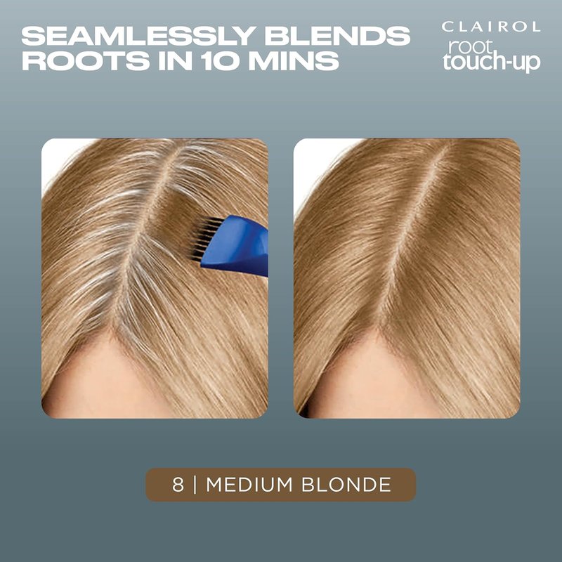 Clairol Root Touch-Up Permanent Hair Dye - 8 Medium Blonde Color | 100% Gray Coverage | Easy Brush Application