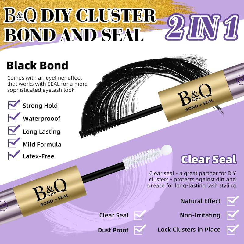 B&Q Lash Cluster Glue - 10ML Waterproof Bond & Seal for Long-Lasting Eyelash Clusters | Professional DIY Use
