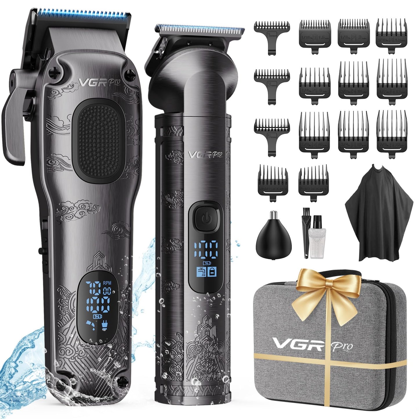 VGRPRO Hair Clippers for Men Professional, Cordless Hair Clippers for Hair Cutting, Mens Clippers and Trimmers Set, Electric Hair Trimmer for Men with Package Case