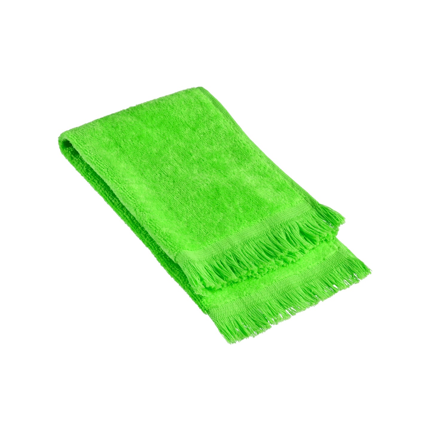 The Holy South - Fringed Reversible Fingertip Hand Towel (Size 11" W x 18" L) Terry Cotton Washcloth Set for Face and Bathroom use. (3, Lime Green)