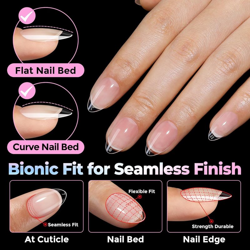 Short Almond Gel Nail Tips - 300PCS Pre-Etched Soft Gel | Easy DIY Press-On Nails for Salon Quality Finish