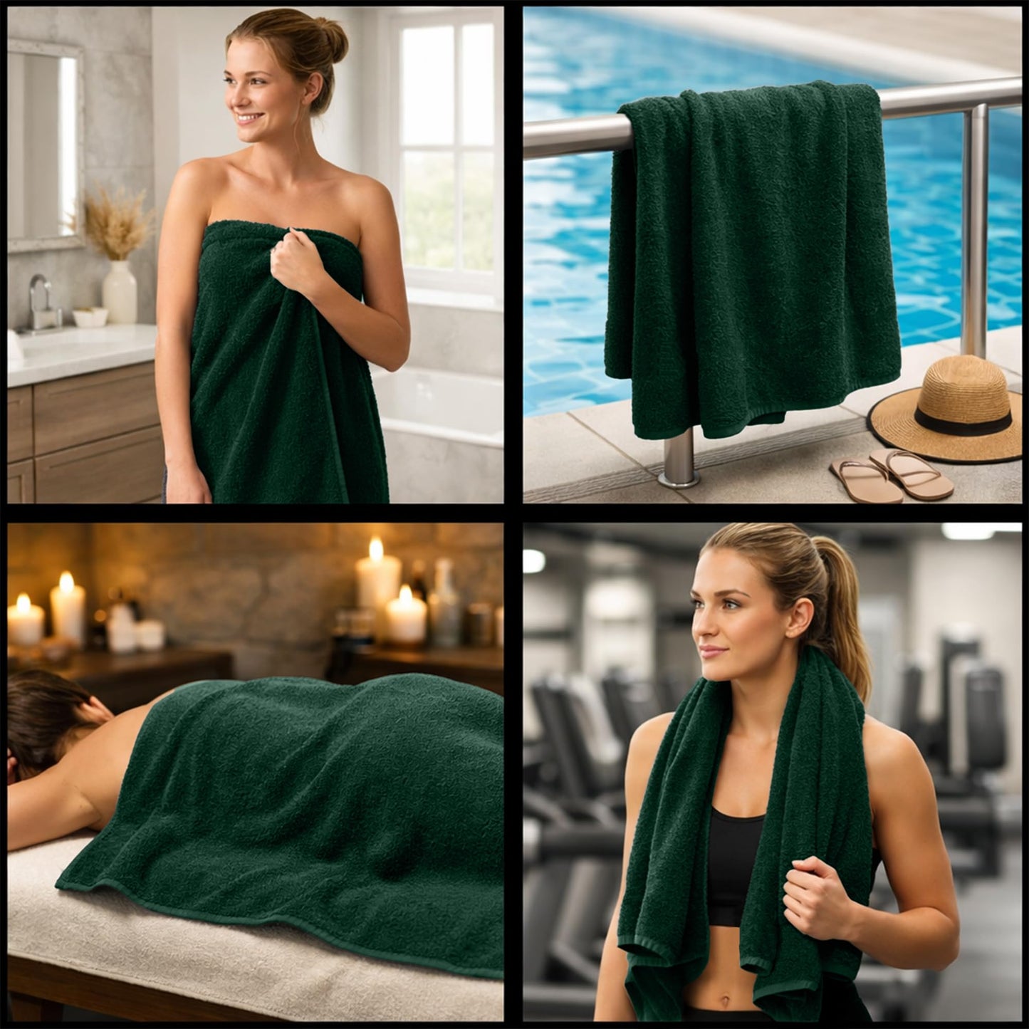 RIVERSIDE Pack of 2 Extra Large Bath Sheets 35 x 70 Inches, 100% Ring Spun Cotton, Hotel Quality, Oversized Bath Towels for Adults, Soft, Highly Absorbent & Quicker to Dry, Hunter Green