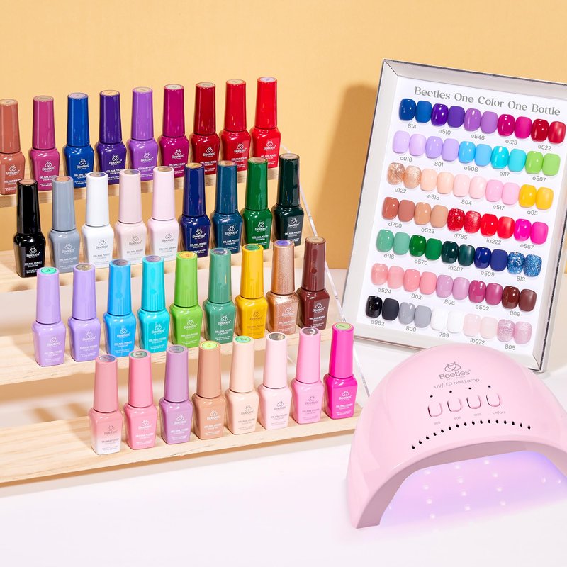Beetles Gel Nail Polish Kit with U V Light - 35 Colors 68 Pcs Gel Polish Set One Color One Bottle Seasonal Whispers Nails Kit with Top Base Coat Beauty Must Have DIY Salon Manicure Gifts for Women