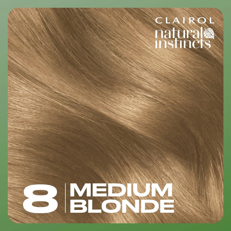 Clairol Natural Instincts Demi-Permanent Hair Dye, 8 Medium Blonde | Ammonia‑Free, Vegan Hair Color with Coconut Oil & Aloe Vera | Pack of 3