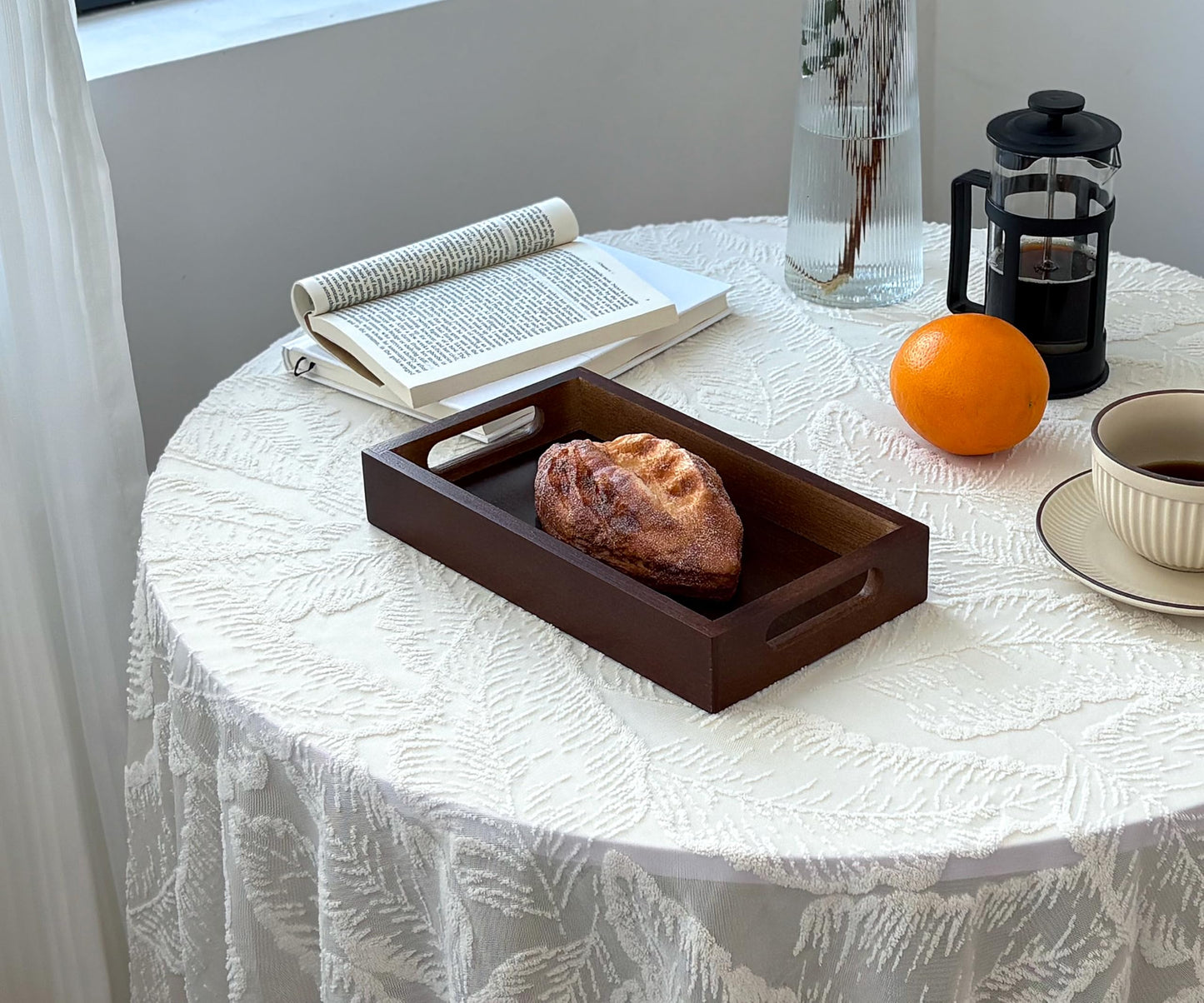 VSUINGO Small Rustic Serving Mini Tray with Handles - 9.8" Bamboo Tray