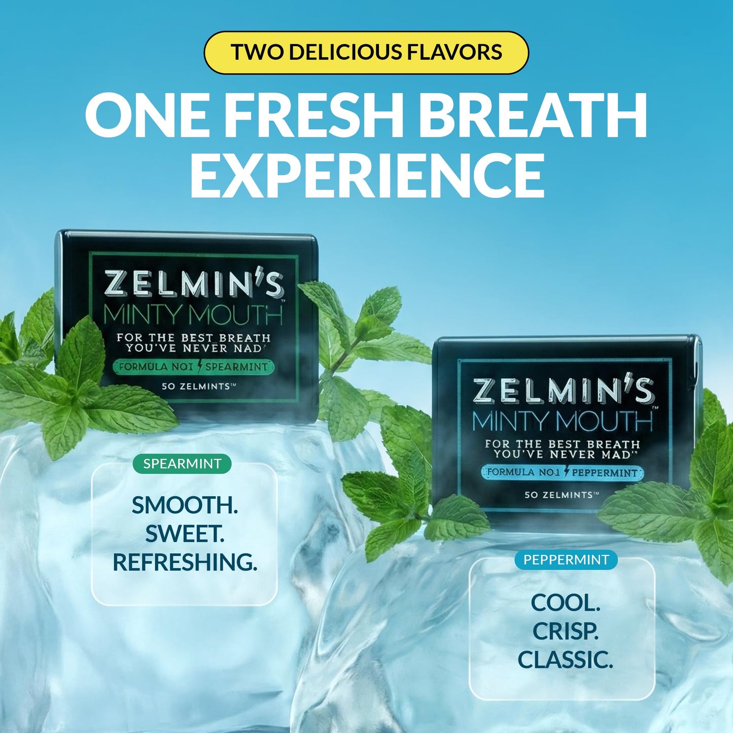 Zelmin's Minty Mouth Breath Mints - (3 Pack) Long Lasting Bad Breath Treatment for Adults, Instant Freshness Helps with Dry Mouth, Natural Breath Freshener for Travel, Alcohol-Free, Keto, Gluten-Free