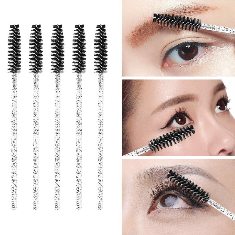 200 Pcs Disposable Eyelash Brushes Crystal Mascara Wands for Eye Lashes Extension Eyebrow and Makeup, Black