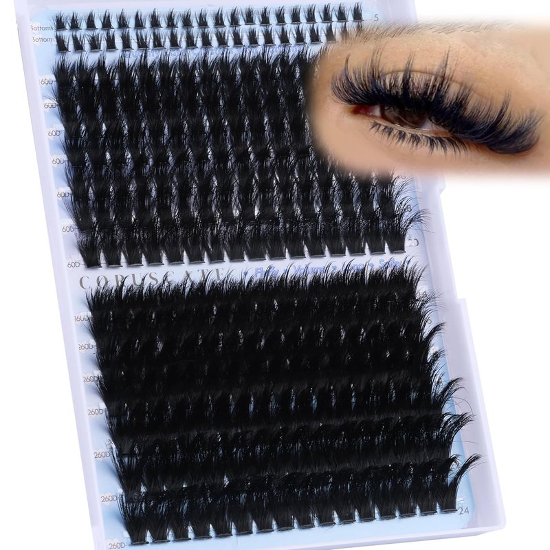 CORUSCATE Lash Clusters - 3D Volume Individual Eyelash Extensions | Wispy Spiky 12-22mm Lengths