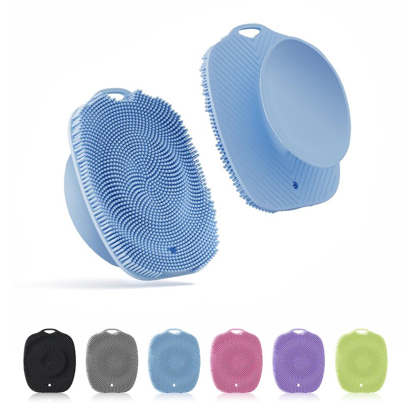 ARIOSOX, Soft Silicone Body Scrubber, Gentle Like a Hand Exfoliating Your Skin and Build Up Lather Easily, Back Large Suction Cup Easy to Store, Long-Lasting & Deep Clean (Blue)