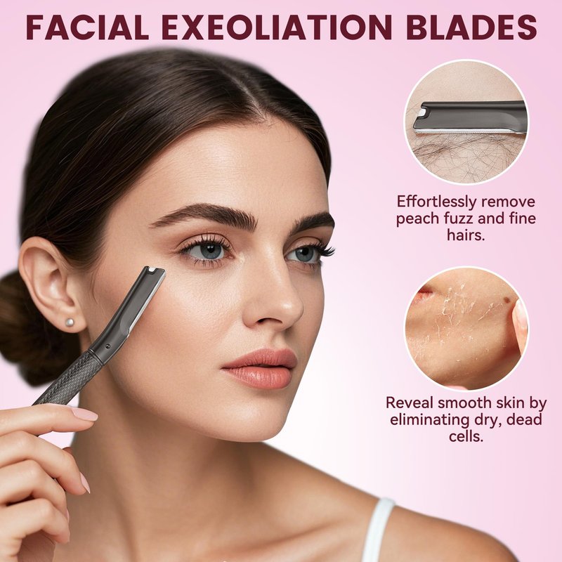 Eyebrow Razor with 12 Blades, Face Razors for Women and Men,Dermaplane Razor for Women Face, Facial Hair Removal for & Eyebrow Hair Removal - Black