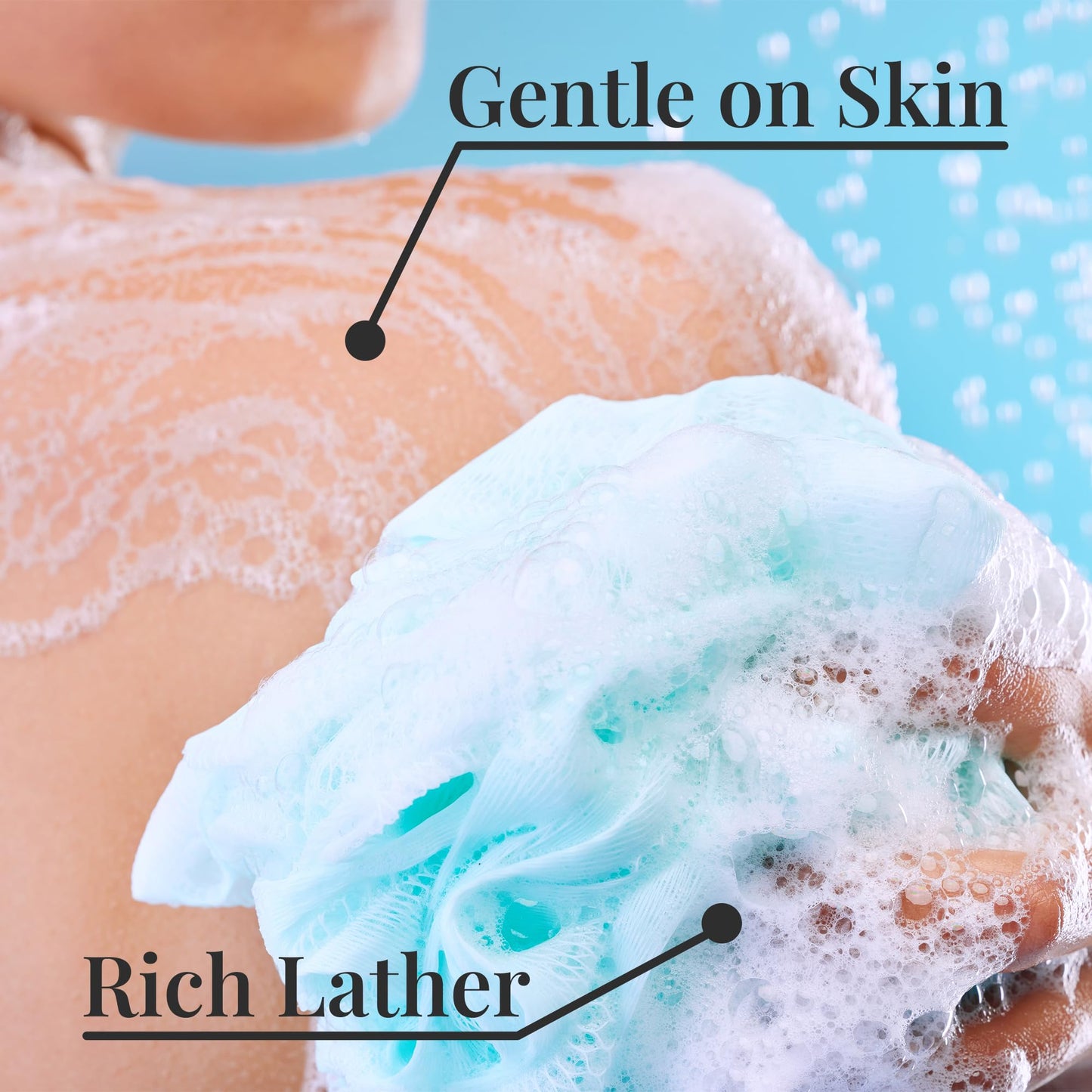 Premium Loofah Bath Sponge 4 Pack – Full-Size 60g (5.5 Inch) Colorful Mesh Shower Poufs, Soft & Gentle Body Scrubbers for Women, Men & Kids with Cotton Rope (Flower Garden)