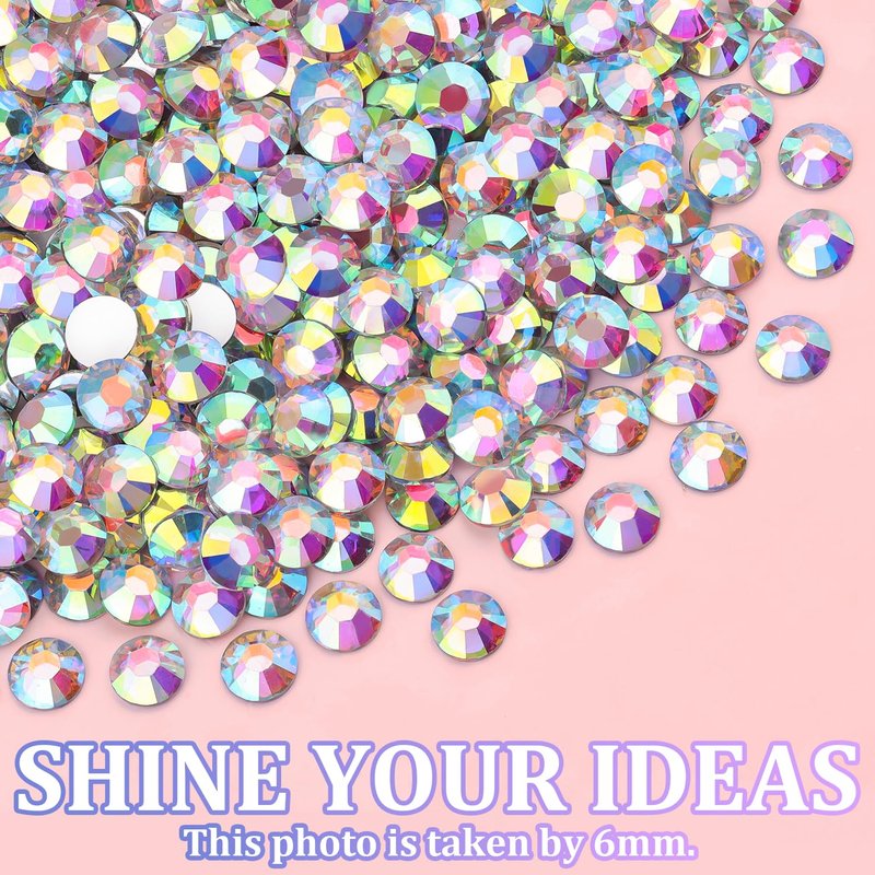 Regine Switzerland 25000Pcs Resin Rhinestones - AB Mixed Sizes 2-6mm Flatback Gems for DIY Crafts