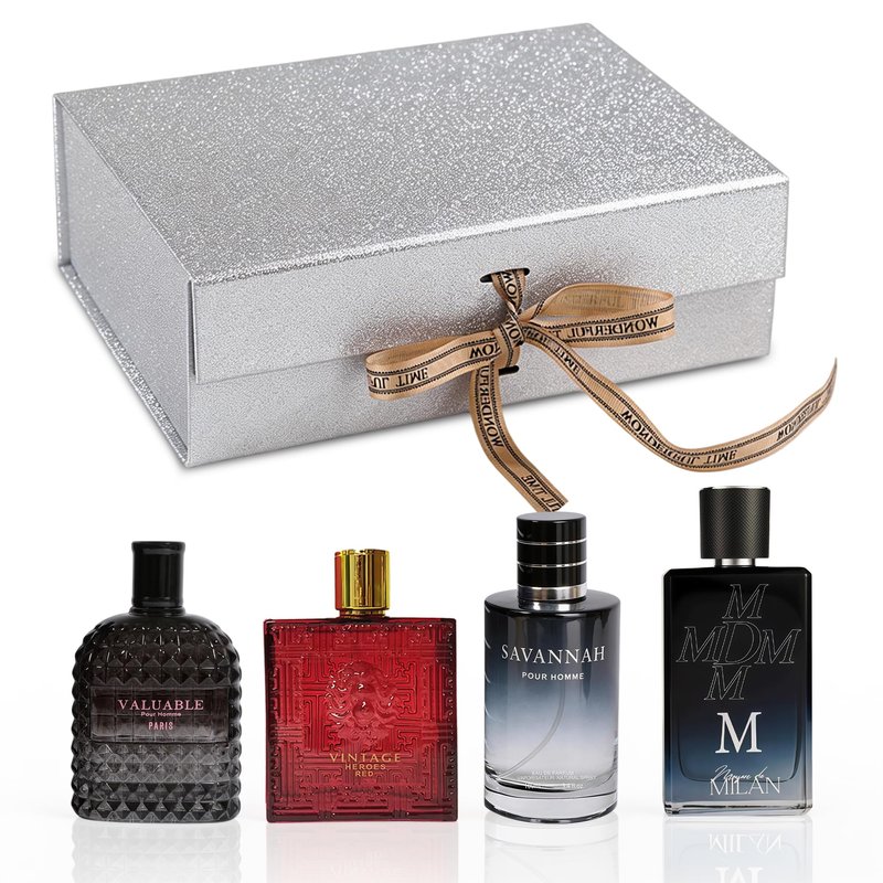 A CENTER Men's Cologne Gift Set 4 x 3.4 FL oz|Luxury perfume with Premium Presentation Box|Perfect Valentine's Day Gift Him|Long Lasting Fragrance(ValuableB&VintageHeroesR&Savanna&MForM)
