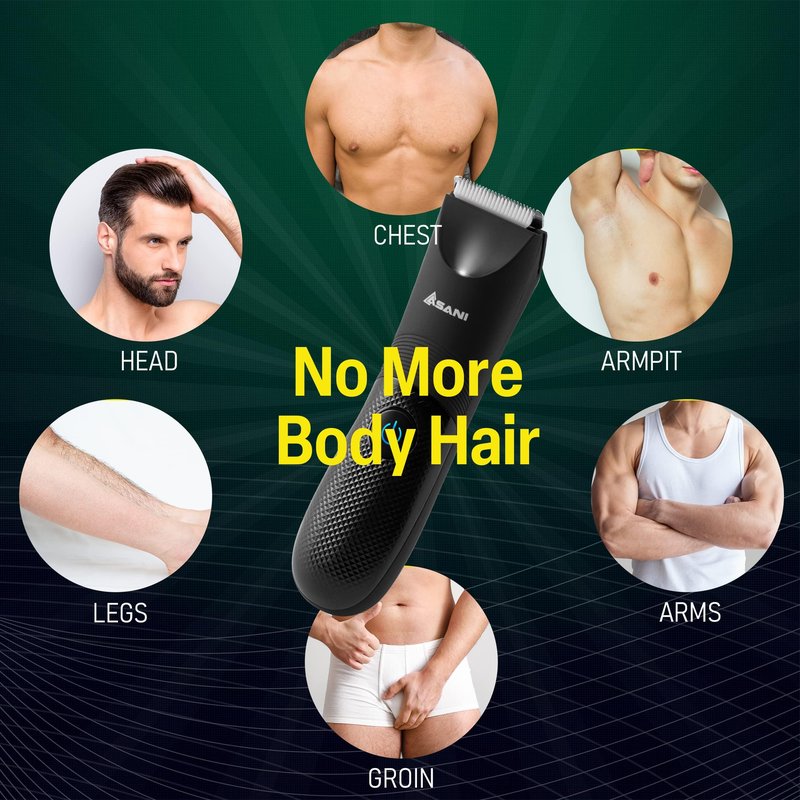 Manscape Body & Groin Hair Trimmer for Men - USB-C Rechargeable Groomer Razor with Ceramic Blade, LED Light, IPX7 Waterproof, Wet/Dry Electric Shaver, For Chest, Back, Hair Care, Balls, Asani Upkeeper