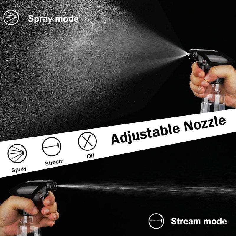 4oz Plastic Spray Bottles - Heavy Duty Hair Mist & Cleaning Solutions | 2 Pack (Clear)