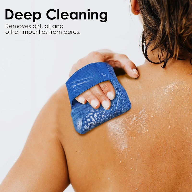 Adorila 4 PCS Cotton Soap Bag, Foaming and Drying The Soap, Shower Bar Soap Pouch Scrubber for Men and Women (Blue & Grey)