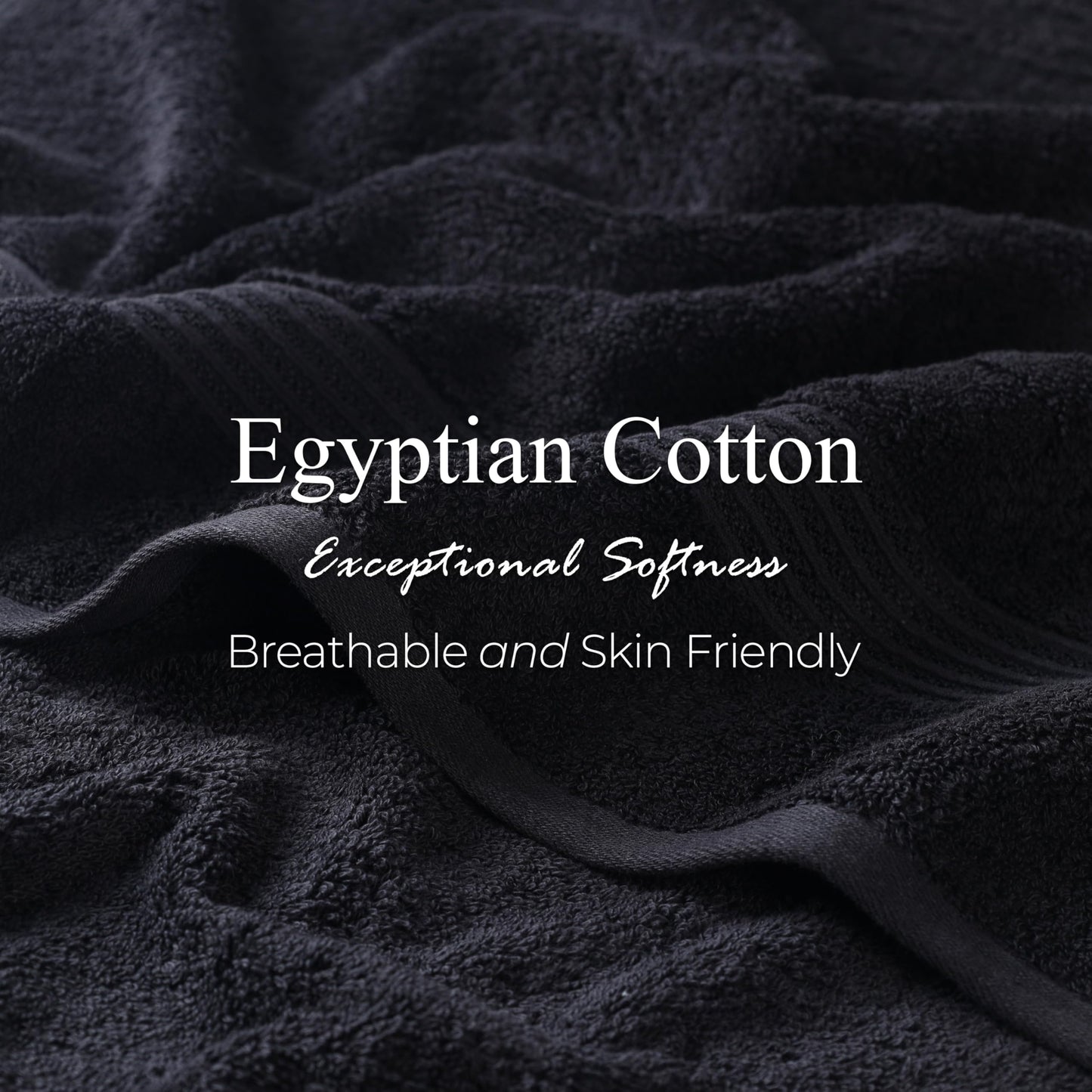 Superior Egyptian Cotton 3-Piece Towel Set, Basic Towels For Bathroom, Home Decor, Guest Bath, Shower, Apartment, Included 1 Face, 1 Hand, 1 Bath Towel, Washcloth, Quick Dry, Black