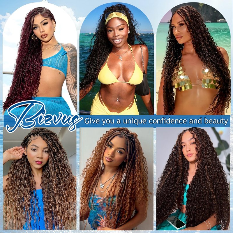 BIZVUS Human Braiding Hair for Boho Braids 110g Curly Boho Hair for Braiding Knotless 12A Wet and Wavy Bulk Bohemian 3 Bundles/Pack Deep Wave 100% Human Hair Extensions Natural Color 16inch