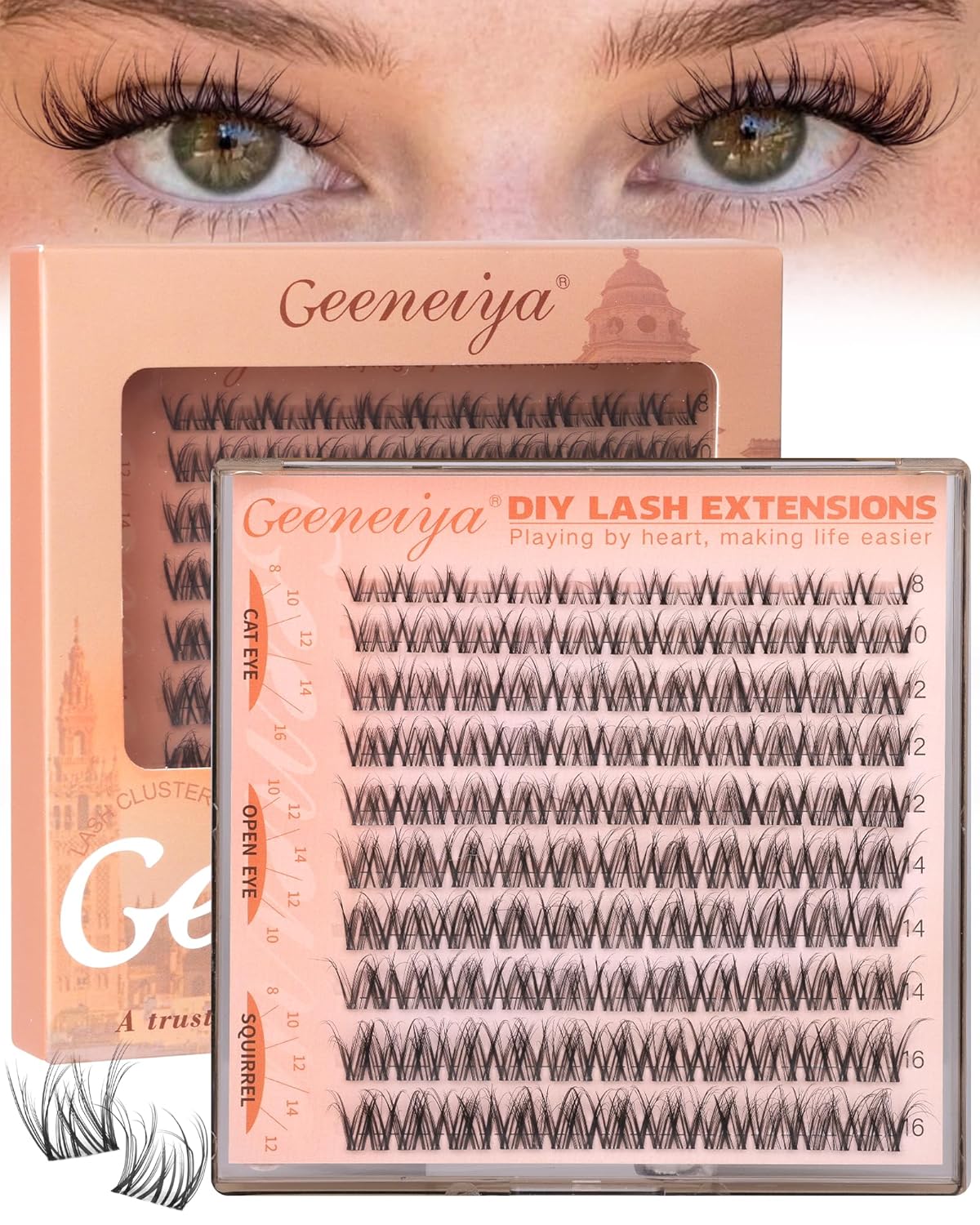 Spider Lash Clusters - Wispy Eyelash Extensions 8-16MM | Natural Fluffy DD Curl for DIY Beginners