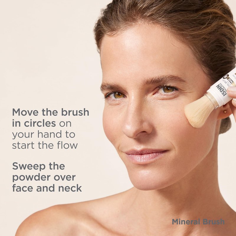 Isdinceutics Mineral Brush - For Photoaging Defense with Zinc Oxide and Titanium Oxide. Covering Discoloration and Targeting Uneven Skin Tone Caused by Blue Light Face Powder, 0.14 OZ
