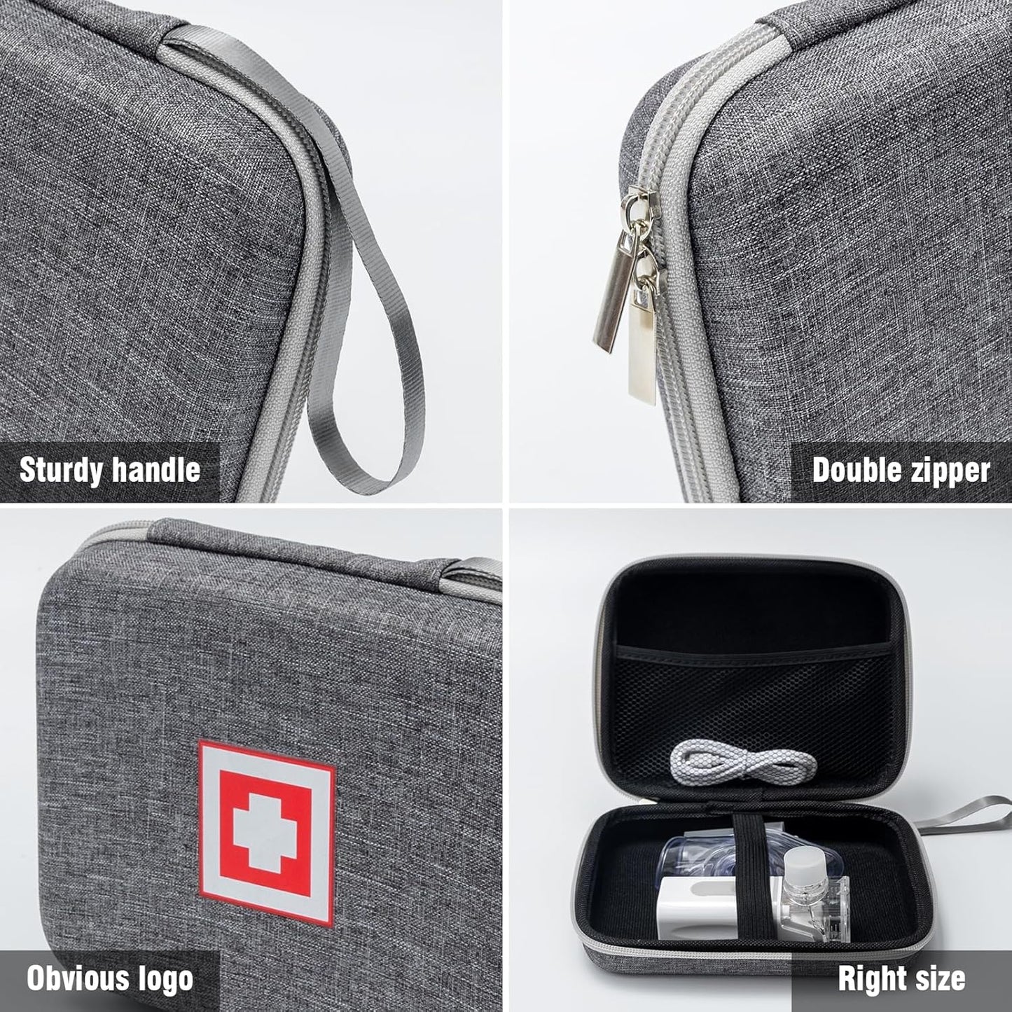 Skiennix Protective Carrying Case - Hard Shell Travel Bag for Portable Nebulizer & Asthma Accessories (Gray)