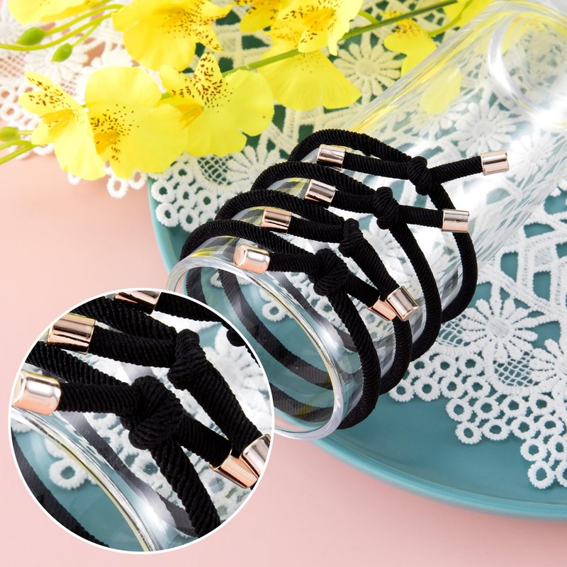 KIKOOD 15pcs Black Elastic Hair Ties Ponytail Holders for Women Knotted Hair Rope Adjustable Stretchy Rubber Bands Bow Hair Ties for Girls Hair Accessories