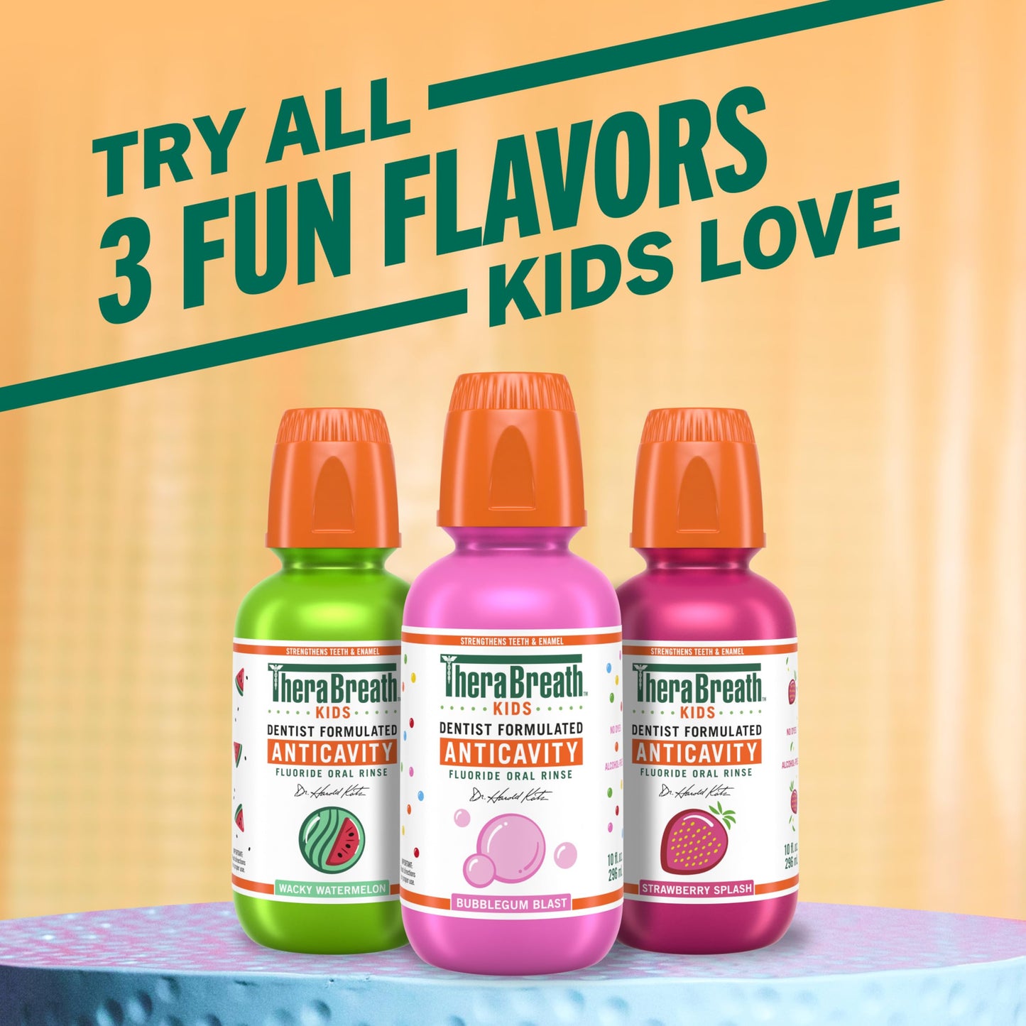 TheraBreath Kids Mouthwash with Fluoride, Organic Strawberry Splash, Anticavity, 16 fl oz, 2 Pack