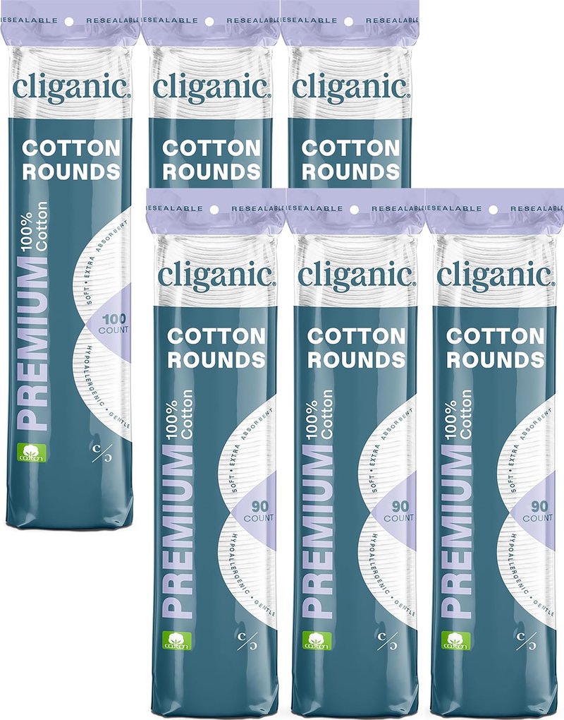 Cliganic 100% Cotton Makeup Remover Pads - 540 Count | Eco-Friendly & Reusable