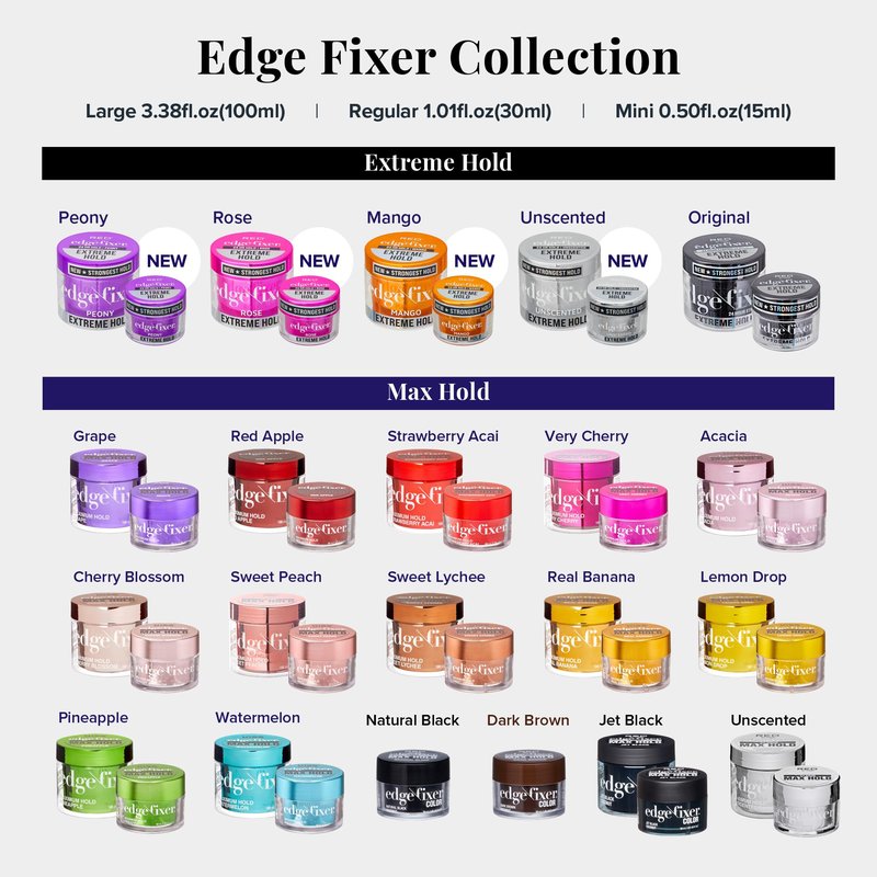 RED by Kiss Edge Fixer Hair Shine Gel, 24 Hour Max Hold, Non-Flaking, Biotin B7 Infused, Natural Styling, Professional Edge Control Wax, Perfect for Braiding (Grape)