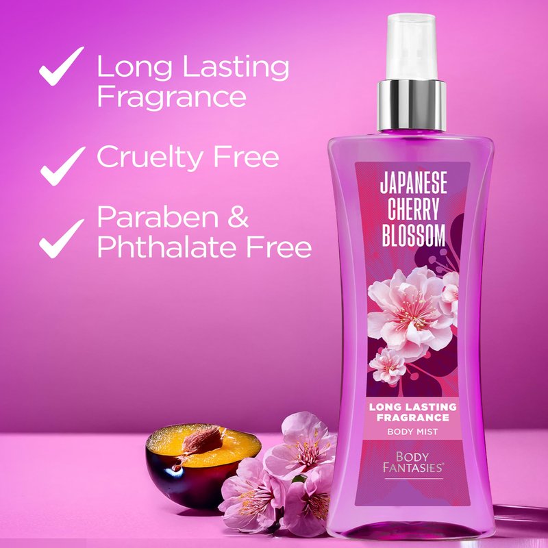Body Fantasies Signature Fragrance Body Spray, Japanese Cherry Blossom, 8 fl oz (Pack of 2)