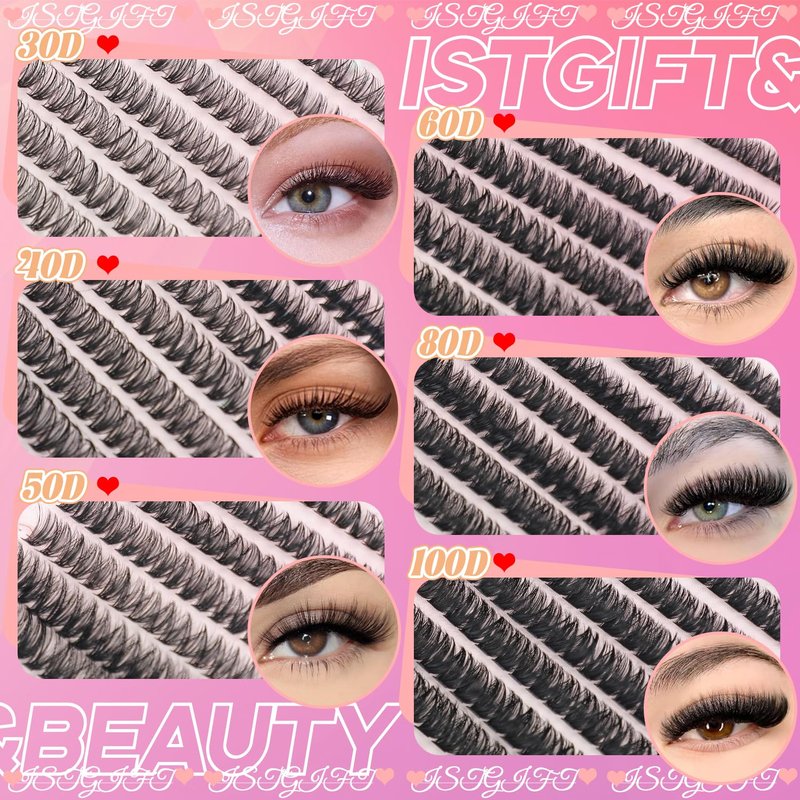 Lash Clusters Kit, 560 Pcs Eyelashes Clusters Kit 9-16mm Individual Lash Extension Kit D Curl Fluffy Wispy False Eyelashes (50D+60D New, Lash Clusters Kit)